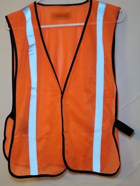 High-Visibility Orange Safety Vest with Reflective Stripes
